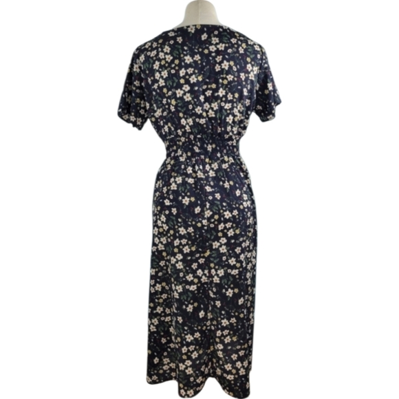 Floral Short Sleeve Midi Dress Ladies Size L - Picture 3 of 10